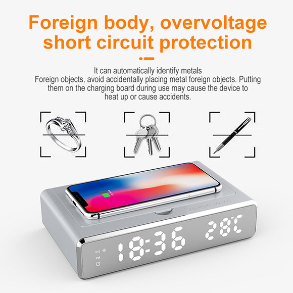 Newest private mould multifunctional Clock Disinfection Box with Wireless Charger LWS-6025